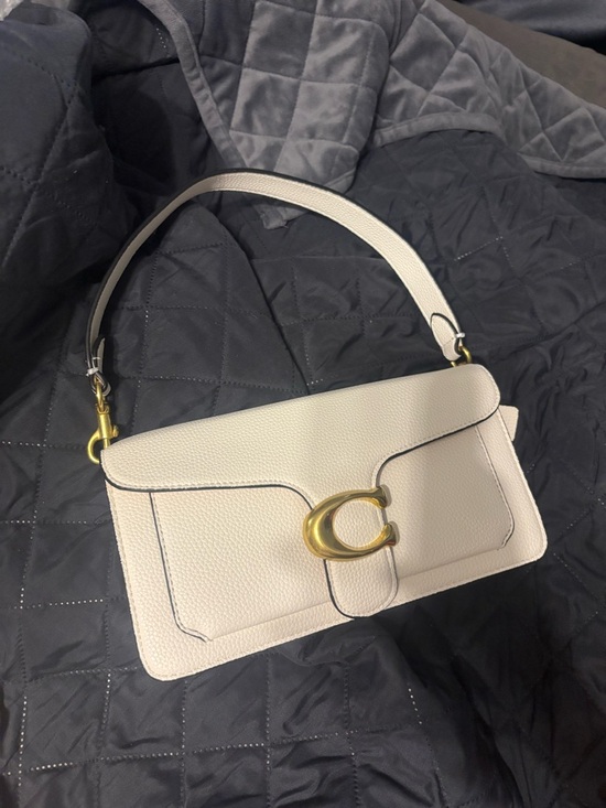 Coach Handbags - Coach Chalk Pebbled Leather Shoulder Bag with Gold 'C' Clasp